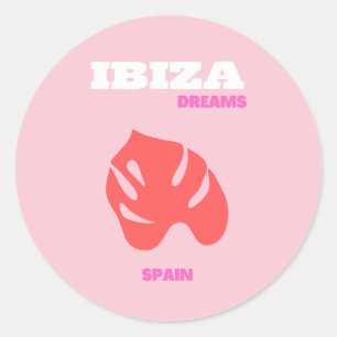 Ibiza, Spanje, Preppy, Preppy kamer, Roze Ronde Sticker