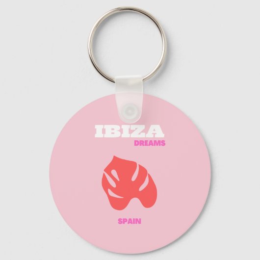 Ibiza, Spanje, Preppy, Preppy kamer, Roze Sleutelhanger (Voorkant)