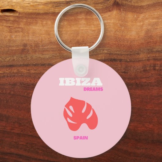 Ibiza, Spanje, Preppy, Preppy kamer, Roze Sleutelhanger (Voorkant)