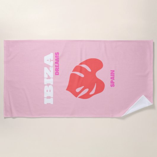 Ibiza, Spanje, Preppy, Preppy kamer, Roze Strandlaken (Voorkant)