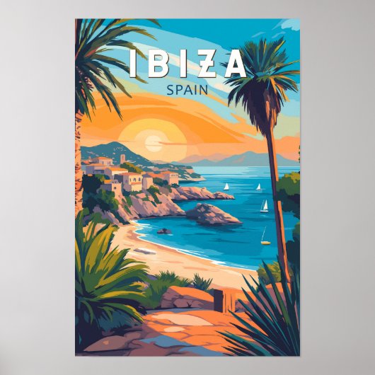 Ibiza Spanje Reis Kunst Vintage Poster (Voorkant)