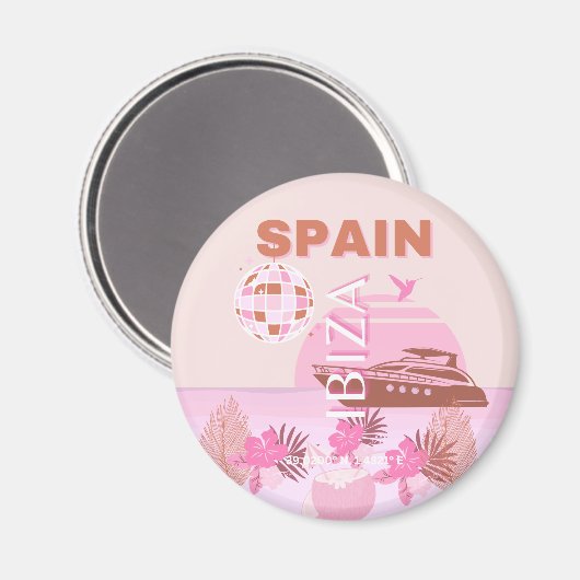 Ibiza, Spanje, Reiskunst, Preppy Art, Pastel Magneet (Voorkant / Achterkant)