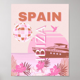 Ibiza, Spanje, Reiskunst, Preppy Art, Pastel Poster
