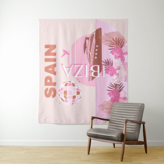 Ibiza, Spanje, Reiskunst, Preppy Art, Pastel Wandkleed (In situ)