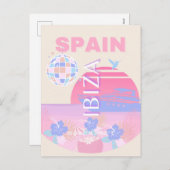 Ibiza, Spanje, Reiskunst, Preppy Art, Roze Feestdagenkaart (Voorkant / Achterkant)