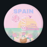 Ibiza, Spanje, Reiskunst, Preppy Art, Roze Magneet<br><div class="desc">Een mooi design voor reiskunst dat de zonnige dagen van Ibiza weergeeft. Het is een perfecte aanvulling op elke plek en zou een geweldige aanvulling zijn op je leven.</div>