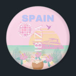 Ibiza, Spanje, Reiskunst, Preppy Art, Roze Magneet<br><div class="desc">Een mooi design voor reiskunst dat de zonnige dagen van Ibiza weergeeft. Het is een perfecte aanvulling op elke plek en zou een geweldige aanvulling zijn op je leven.</div>