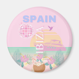 Ibiza, Spanje, Reiskunst, Preppy Art, Roze Magneet