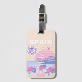 Ibiza, Spanje, Reiskunst, Preppy Art, Roze, Pastel Bagagelabel (Voorkant (verticaal))