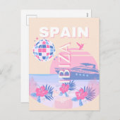 Ibiza, Spanje, Reiskunst, Preppy Art, Roze, Pastel Feestdagenkaart (Voorkant / Achterkant)