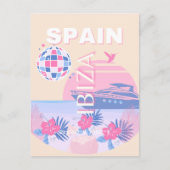 Ibiza, Spanje, Reiskunst, Preppy Art, Roze, Pastel Feestdagenkaart (Voorkant)