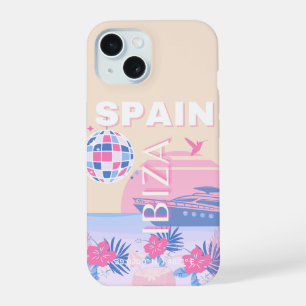 Ibiza, Spanje, Reiskunst, Preppy Art, Roze, Pastel iPhone 15 Case