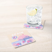 Ibiza, Spanje, Reiskunst, Preppy Art, Roze, Pastel Kartonnen Onderzetters (Insitu)