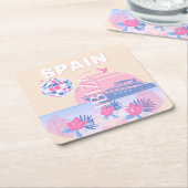 Ibiza, Spanje, Reiskunst, Preppy Art, Roze, Pastel Kartonnen Onderzetters (Schuin)