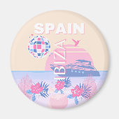 Ibiza, Spanje, Reiskunst, Preppy Art, Roze, Pastel Magneet (Voorkant)