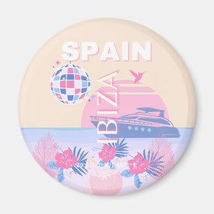 Ibiza, Spanje, Reiskunst, Preppy Art, Roze, Pastel Magneet