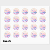 Ibiza, Spanje, Reiskunst, Preppy Art, Roze, Pastel Ronde Sticker (Vel)
