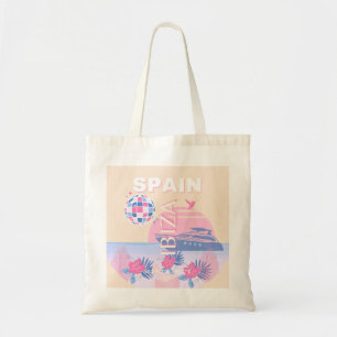 Ibiza, Spanje, Reiskunst, Preppy Art, Roze, Pastel Tote Bag