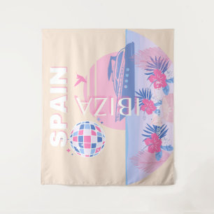Ibiza, Spanje, Reiskunst, Preppy Art, Roze, Pastel Wandkleed
