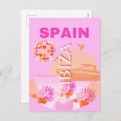 Ibiza, Spanje, Reiskunst, Preppy Art, Roze, Preppy Feestdagenkaart (Voorkant / Achterkant)