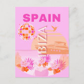 Ibiza, Spanje, Reiskunst, Preppy Art, Roze, Preppy Feestdagenkaart (Voorkant)