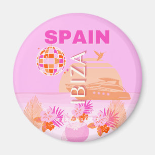 Ibiza, Spanje, Reiskunst, Preppy Art, Roze, Preppy Magneet