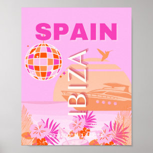 Ibiza, Spanje, Reiskunst, Preppy Art, Roze, Preppy Poster