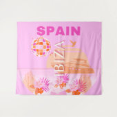 Ibiza, Spanje, Reiskunst, Preppy Art, Roze, Preppy Wandkleed (Voorkant (horizontaal))