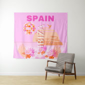 Ibiza, Spanje, Reiskunst, Preppy Art, Roze, Preppy Wandkleed (In Situ (horizontaal))