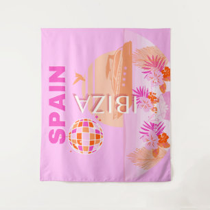 Ibiza, Spanje, Reiskunst, Preppy Art, Roze, Preppy Wandkleed