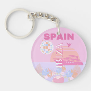 Ibiza, Spanje, Reiskunst, Preppy Art, Roze Sleutelhanger