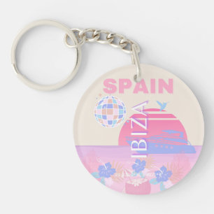 Ibiza, Spanje, Reiskunst, Preppy Art, Roze Sleutelhanger