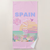 Ibiza, Spanje, Reiskunst, Preppy Art, Roze Strandlaken (Voorkant)