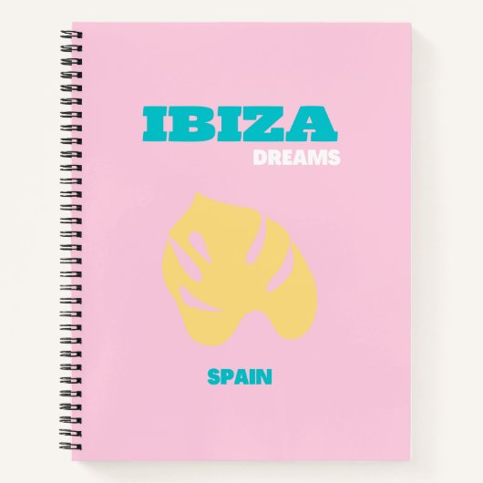 Ibiza, Spanje Reiskunst, Preppy, Roze Notitieboek (Voorkant)