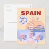 Ibiza, Spanje, Reiskunst, Retro Art, Pastel Feestdagenkaart (Voorkant / Achterkant)