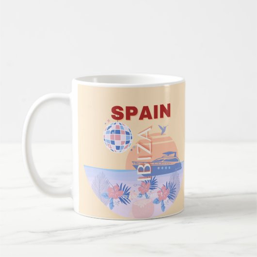 Ibiza, Spanje, Reiskunst, Retro Art, Pastel Koffiemok (Links)