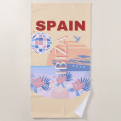 Ibiza, Spanje, Reiskunst, Retro Art, Pastel Strandlaken (Voorkant)