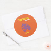 Ibiza, Spanje, Reiskunst, Retro Art, Sinaasappel Ronde Sticker (Envelop)