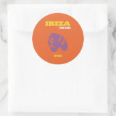 Ibiza, Spanje, Reiskunst, Retro Art, Sinaasappel Ronde Sticker (Tas)
