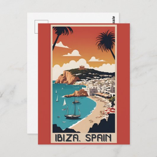 Ibiza, Spanje Reisposter Briefkaart (Voorkant / Achterkant)