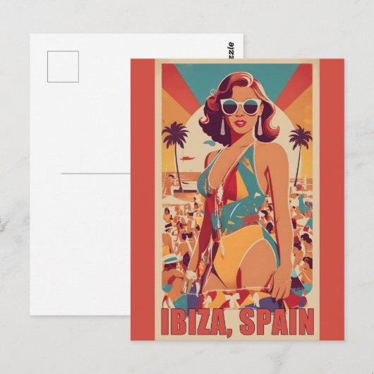 Ibiza, Spanje Reisposter Briefkaart (Voorkant / Achterkant)