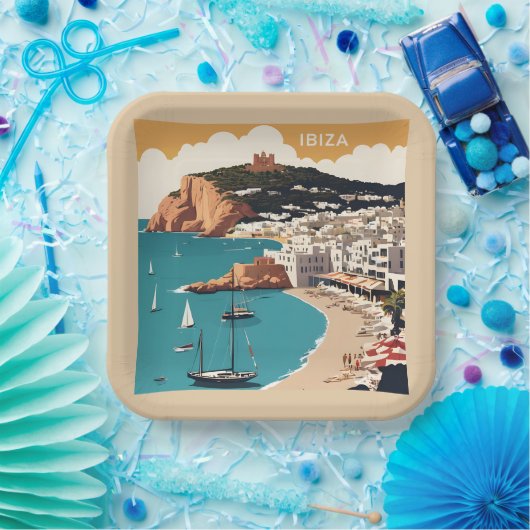 Ibiza, Spanje Reisposter Papieren Bordje (Feest)