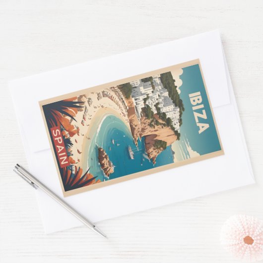 Ibiza, Spanje Reisposter Rechthoekige Sticker (Envelop)