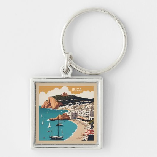 Ibiza, Spanje Reisposter Sleutelhanger (Voorkant)