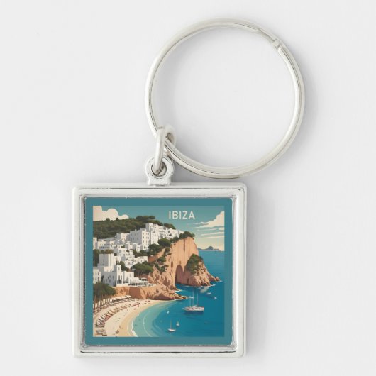 Ibiza, Spanje Reisposter Sleutelhanger (Voorkant)