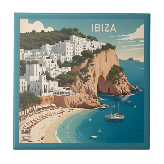 Ibiza, Spanje Reisposter Tegeltje (Voorkant)