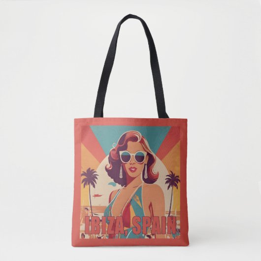 Ibiza, Spanje Reisposter Tote Bag (Voorkant)