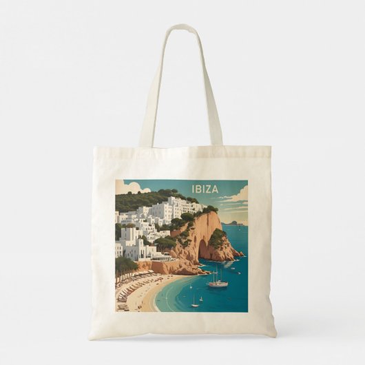 Ibiza, Spanje Reisposter Tote Bag (Achterkant)