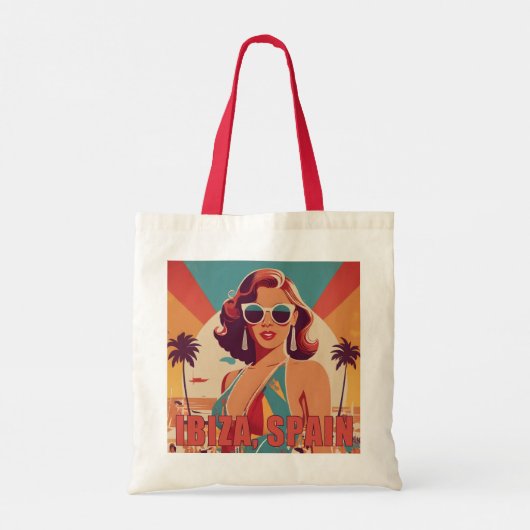 Ibiza, Spanje Reisposter Tote Bag (Achterkant)