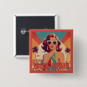 Ibiza, Spanje Reisposter Vierkante Button 5,1 Cm (Voorkant /achterkant)